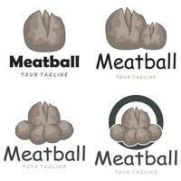 Frikadelle Logo Design Illustration Vorlage zum asiatisch Essen, verarbeitet Fleisch, Restaurant, Geschäft vektor
