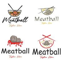 köttbulle logotyp design illustration mall för asiatisk mat, bearbetas kött, restaurang, företag vektor
