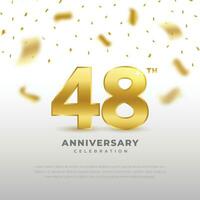 48 Jahrestag Feier mit Gold funkeln Farbe und Weiß Hintergrund. Vektor Design zum Feierlichkeiten, Einladung Karten und Gruß Karten.