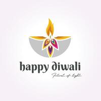 färgrik diwali logotyp vektor design, årgång illustration av deepavali ikon, enkel diya ikon