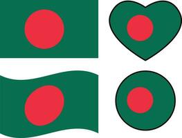 bangladesh flagga ikon. vinka flagga av bangladesh. hjärta bangladesh flagga. runda bangladesh flagga. platt stil. vektor