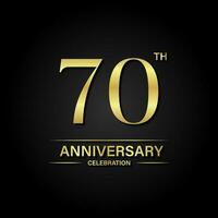70 .. Jahrestag Feier mit Gold Farbe und schwarz Hintergrund. Vektor Design zum Feierlichkeiten, Einladung Karten und Gruß Karten.
