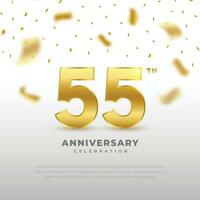 55 Jahrestag Feier mit Gold funkeln Farbe und Weiß Hintergrund. Vektor Design zum Feierlichkeiten, Einladung Karten und Gruß Karten.