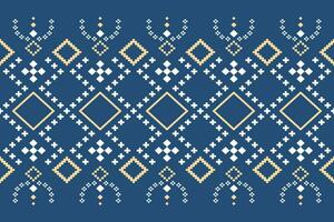 Indigo Marine Blau geometrisch traditionell ethnisch Muster Ikat nahtlos Muster Rand abstrakt Design zum Stoff drucken Stoff Kleid Teppich Vorhänge und Sarong aztekisch afrikanisch indisch indonesisch vektor