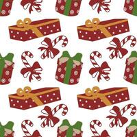 Weihnachten Geschenke nahtlos Muster. Vektor, eben Stil. perfekt zum Textil, Hintergrund oder drucken Design. vektor
