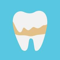 ein Zahn mit Plakette auf ein Blau Hintergrund. Vektor, eben Stil vektor