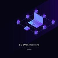 datavisualiseringskoncept. dataanalysplattform 3d isometrisk vektorillustration. datorlagring eller jordbruksarbetsstation. vektor