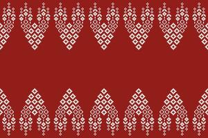 ethnisch geometrisch Stoff Muster Kreuz Stich.ikat Stickerei ethnisch orientalisch Pixel Muster rot Hintergrund. abstrakt, vektor, illustration. Textur, Kleidung, Rahmen, Dekoration, Motive, Seide Hintergrund. vektor