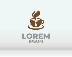 kaffe böna med växt gren hipster minimal logotyp vektor med blad enkel linje översikt ikon för Kafé