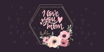 glücklich Mütter Tag elegant Beschriftung Banner Rosa. Kalligraphie Vektor Text und Herz im Rahmen Hintergrund zum Mutter Tag. Beste Mama je Gruß Karte