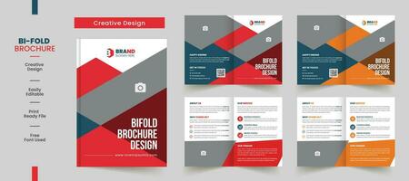 sauber korporativ Bifold Broschüre Vorlage Prämie Stil mit modern Stil und sauber Konzept verwenden zum Geschäft Vorschlag und Geschäft Profil vektor