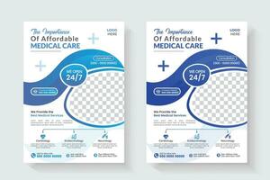 medicinsk sjukvård flygblad design mall, platt ikoner för en Rapportera och medicinsk broschyr design, vektor mall i a4 storlek.