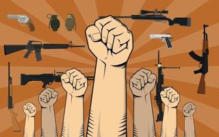 Kampf gegen Waffenkontrolle Illustration mit der Hand vektor