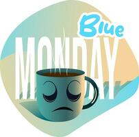 vektor lutning illustration för blå måndag med en ledsen kopp begrepp