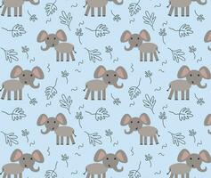 söt elefanter sömlös mönster. vektor illustration i platt stil. omslag papper, tyg, textil.