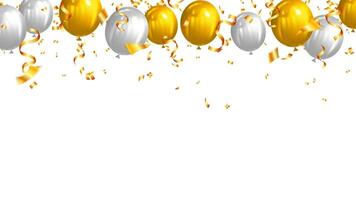 ballong och konfetti gräns för jul, ny år, årsdag, födelsedag, fest, festlig design vektor