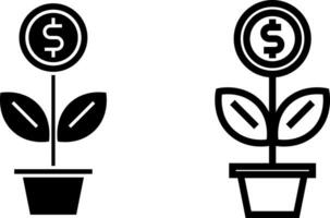 Investition Symbol, Pflanze Zeichen Symbol, solide und Linie Stil. Vektor Illustration