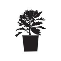 vektor silhuett av de inlagd växt i svart och vit stil. hus växter. ritad för hand vektor konst isolerat på de vit bakgrund. Hem dekor, mysigt atmosfär