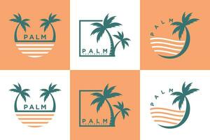 einstellen von Resort Strand Logo Design Vektor mit Symbol Palme kreativ Konzept