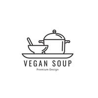 Logo Vorlage Essen Gemüse Suppe Linie Kunst Restaurant minimalistisch Vektor Symbol Design