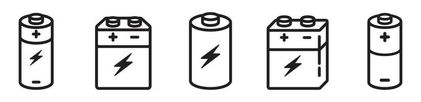 batteri cell ikon uppsättning kraft elektricitet och energi symbol vektor