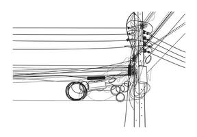 Thailand elektrisch Pole Dort sind verheddert Drähte und Kabel. vektor