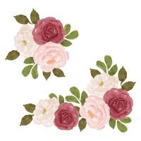 Aquarell Rose Pfingstrose Blumenstrauß Set vektor