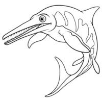 Ichthyosaurus Lächeln Karikatur Linie Kunst vektor