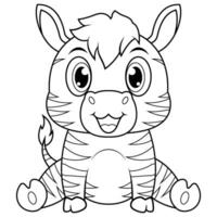 süß Baby Zebra Karikatur Linie Kunst vektor