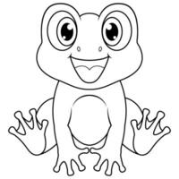 süß Baby Frosch Karikatur Sitzung Linie Kunst vektor