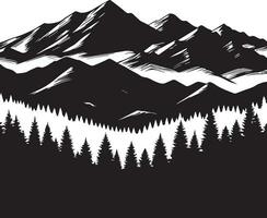 Berg mit Wald Vektor Silhouette Illustration schwarz Farbe