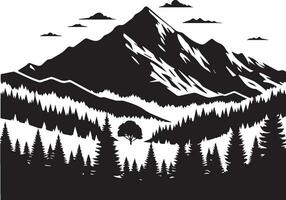 Berg mit Wald Vektor Silhouette Illustration schwarz Farbe