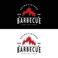 grilla logotyp design bar restaurang varm grill brand logotyp och spatel enkel illustration vektor