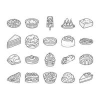Dessert Süss Essen Kuchen Süßigkeiten Symbole einstellen Vektor