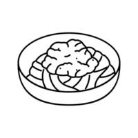 spaghetti bolognese italiensk kök linje ikon vektor illustration