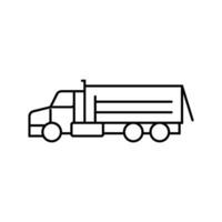 dumpa lastbil konstruktion fordon linje ikon vektor illustration