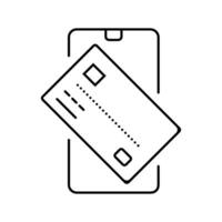 Anerkennung Karte Telefon Bank Zahlung Linie Symbol Vektor Illustration