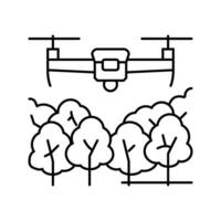 skog förvaltning Drönare linje ikon vektor illustration