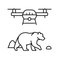 Tierwelt Erhaltung Drohne Linie Symbol Vektor Illustration