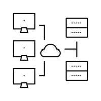 Netzwerk Aufbau Reparatur Computer Linie Symbol Vektor Illustration