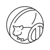 Hamster im Ball Haustier Linie Symbol Vektor Illustration