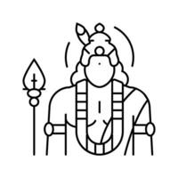 kartikeya Gud indisk linje ikon vektor illustration