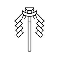 gohei Zauberstab Schintoismus Linie Symbol Vektor Illustration