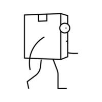 gehen Karton Box Charakter Linie Symbol Vektor Illustration