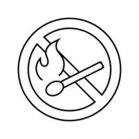 Nein öffnen Feuer Flamme Notfall Linie Symbol Vektor Illustration
