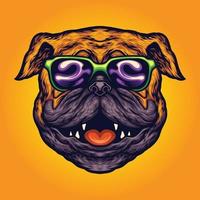 coole Mops Hund Sommer Sonnenbrille Cartoon vektor
