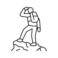 erkunden Berg Abenteuer Linie Symbol Vektor Illustration
