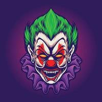 clownhuvud joker vampyr skräckillustrationer vektor