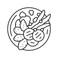 Tempura Gemüse japanisch Essen Linie Symbol Vektor Illustration