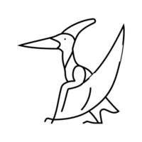 pteranodon dinosaurie djur- linje ikon vektor illustration